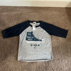 Wonder Nation Gray and Navy Long Sleeve Tee